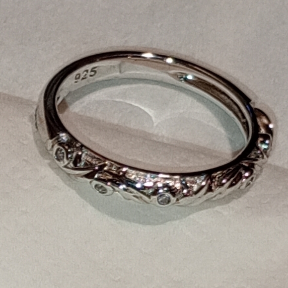 Sterling Silver Engagement And Wedding Band Ring Set/NWOT/Cocktail Ring & Band - Picture 12 of 16